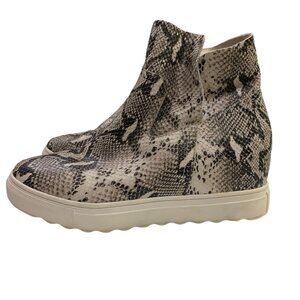 J/Slides New York Hightop Tennis Shoes Leather Snake Skin Platform Sz 10 Streetw